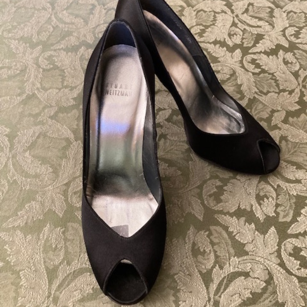 Stuart Weitzman Black Peep Toe Heels